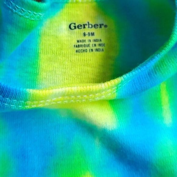 Gerber cotton tie-dye onesie handmade 6-9 months yellow blue - Picture 3 of 4